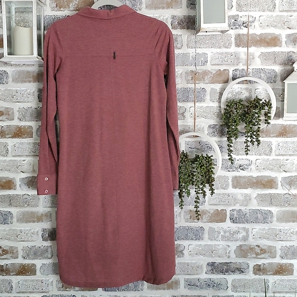 Prana Besha Shirt Dress, Heathered Mauve/Marsala color, Women's Small - Picture 3 of 10